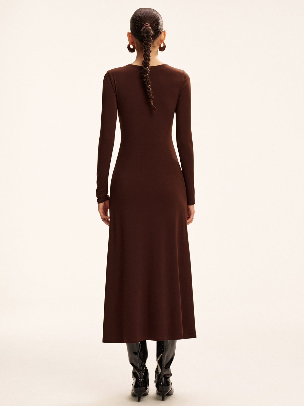 Twist Long Sleeve Maxi Dress-Massicos