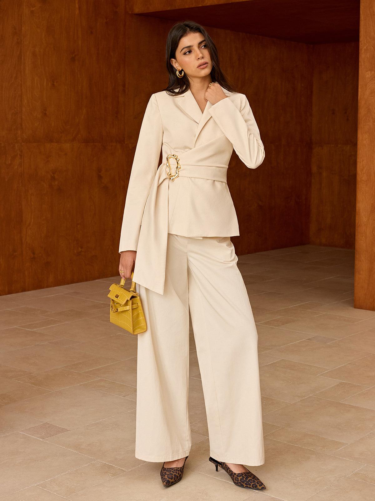 Asymmetric Belted Blazer-Massicos