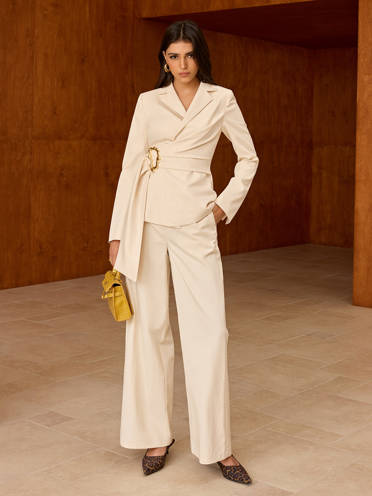 Asymmetric Belted Blazer-Massicos