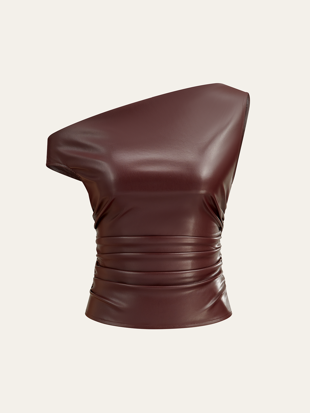 One-Shoulder PU Leather Tank Top-Massicos