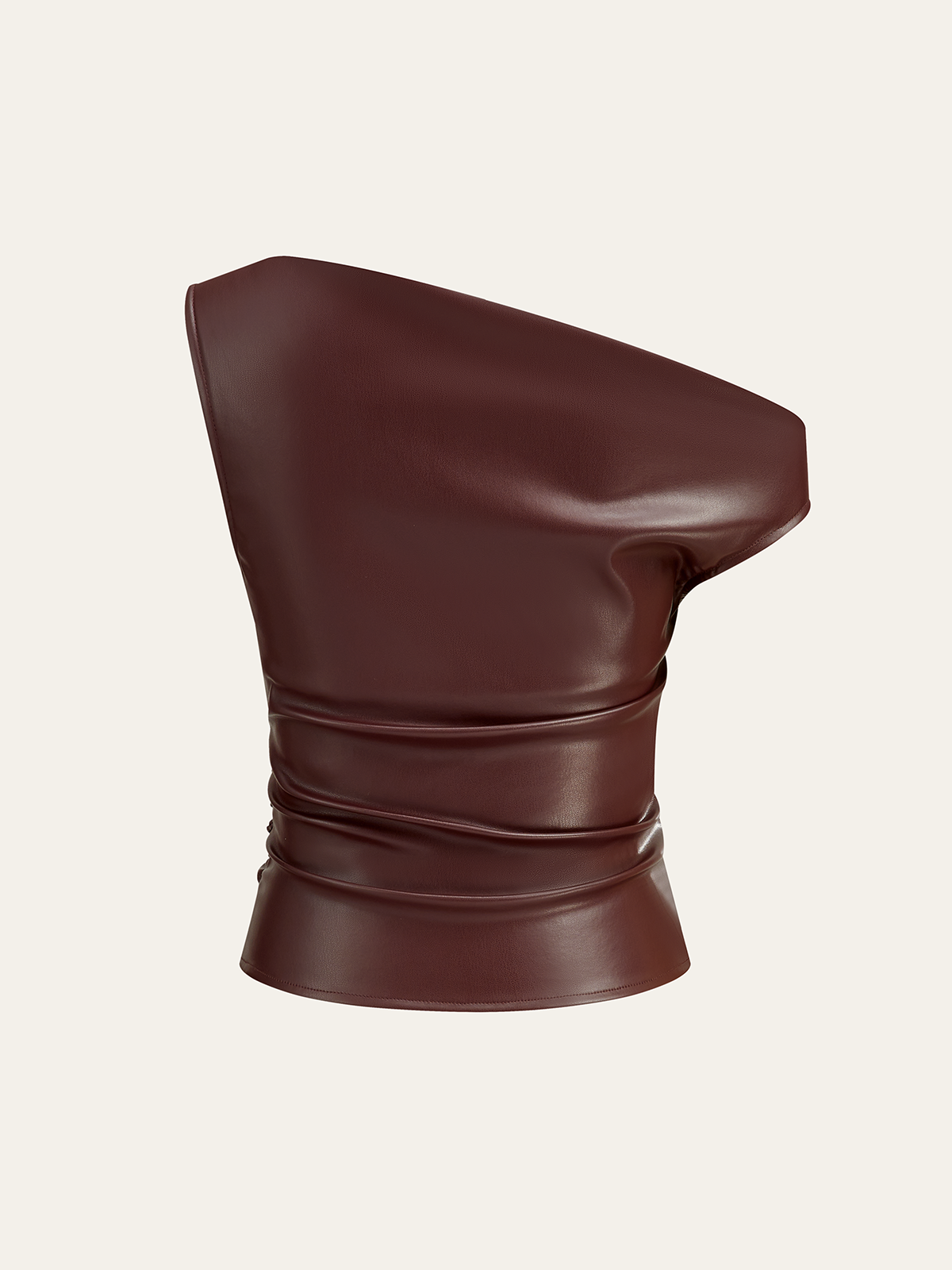 One-Shoulder PU Leather Tank Top-Massicos