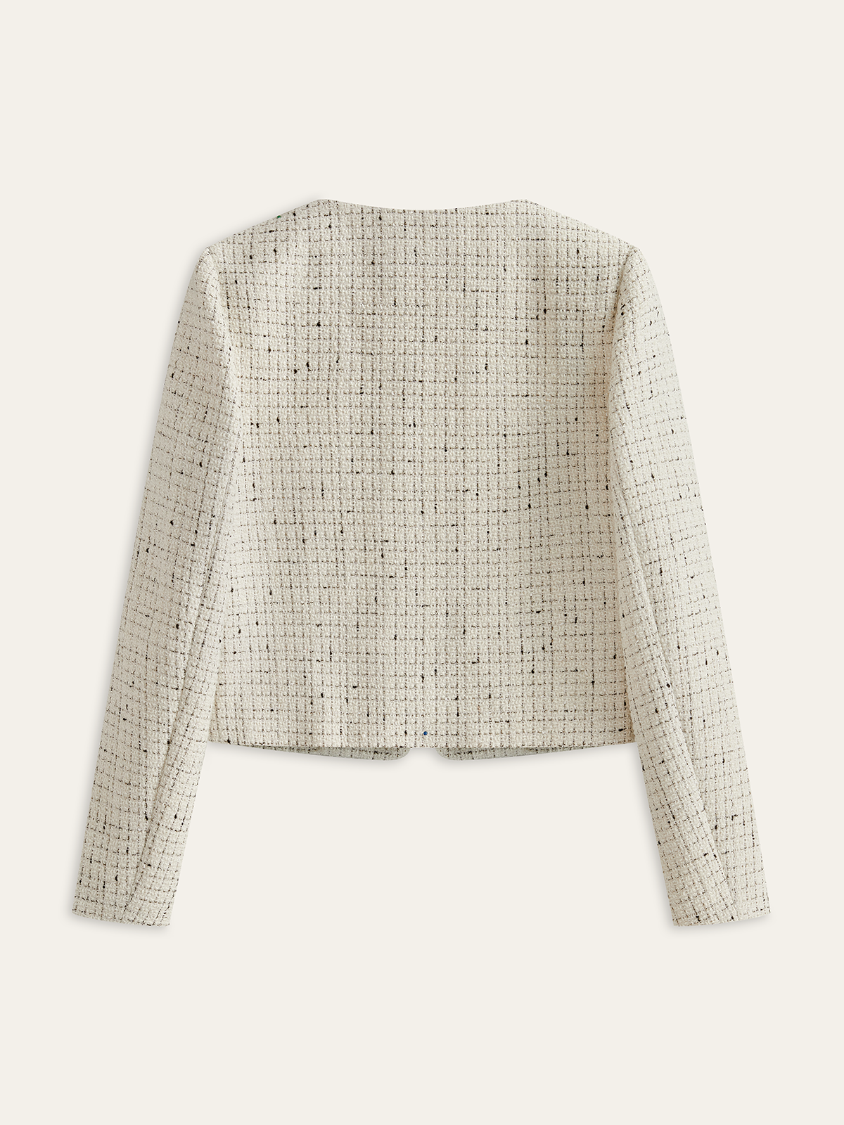 Tweed Contrast Bow Round Neck Jacket-Massicos