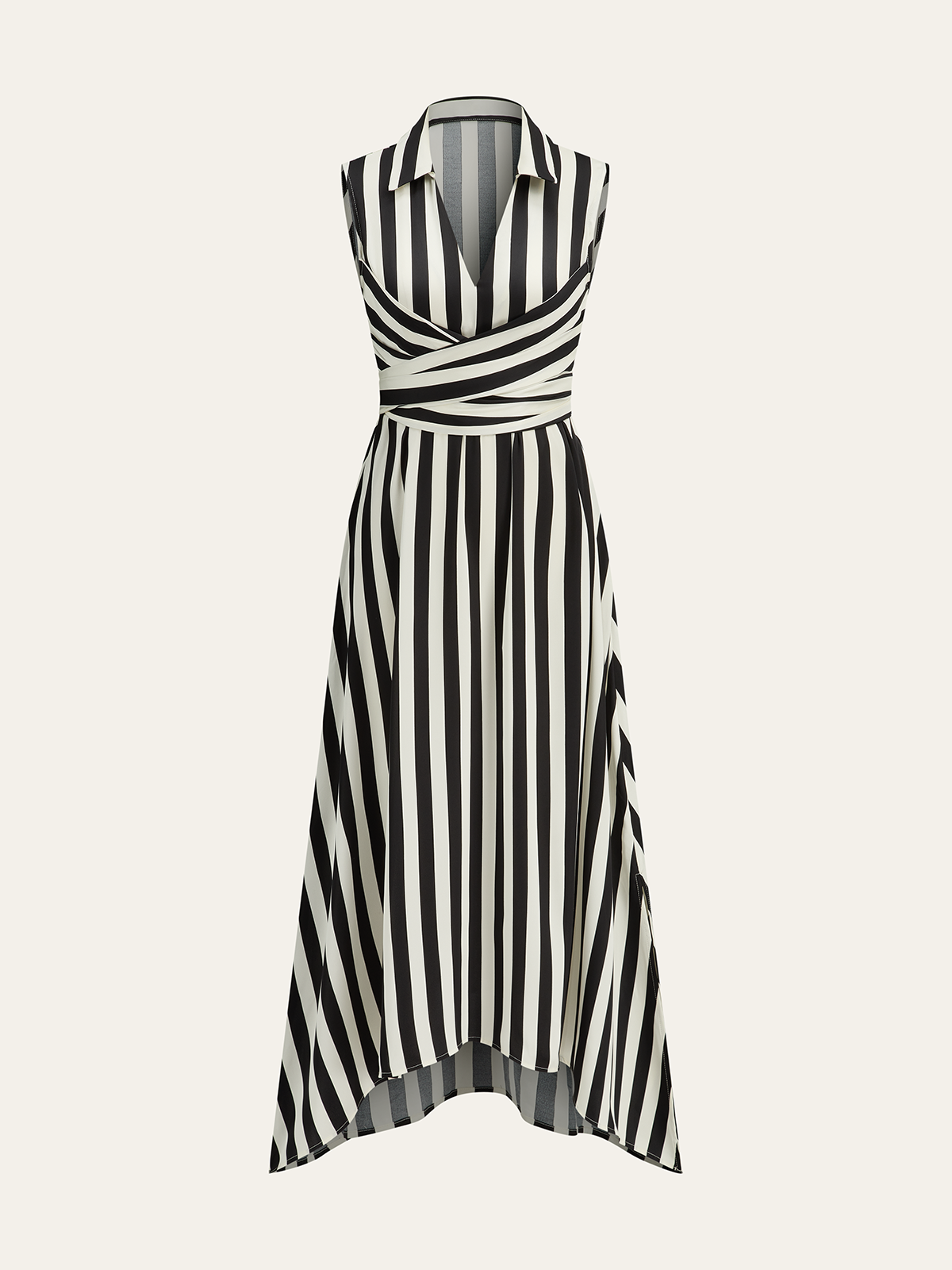 Striped Collared Sleeveless Maxi Dress-Massicos