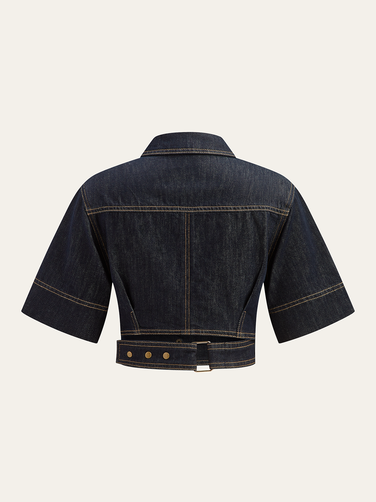 Short Sleeve Cropped Denim Top-Massicos