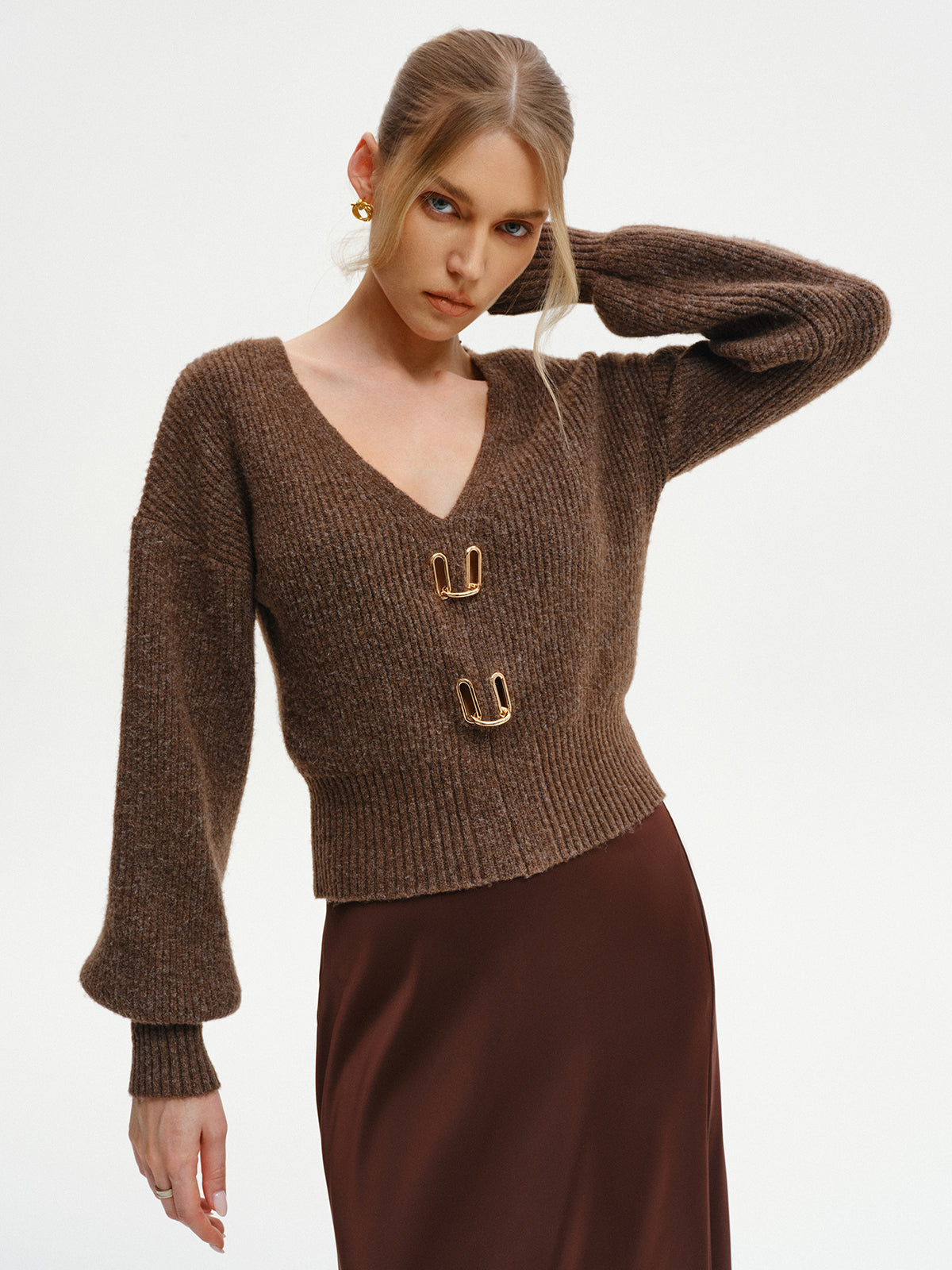 Wool-Blend V-Neck Sweater-Massicos