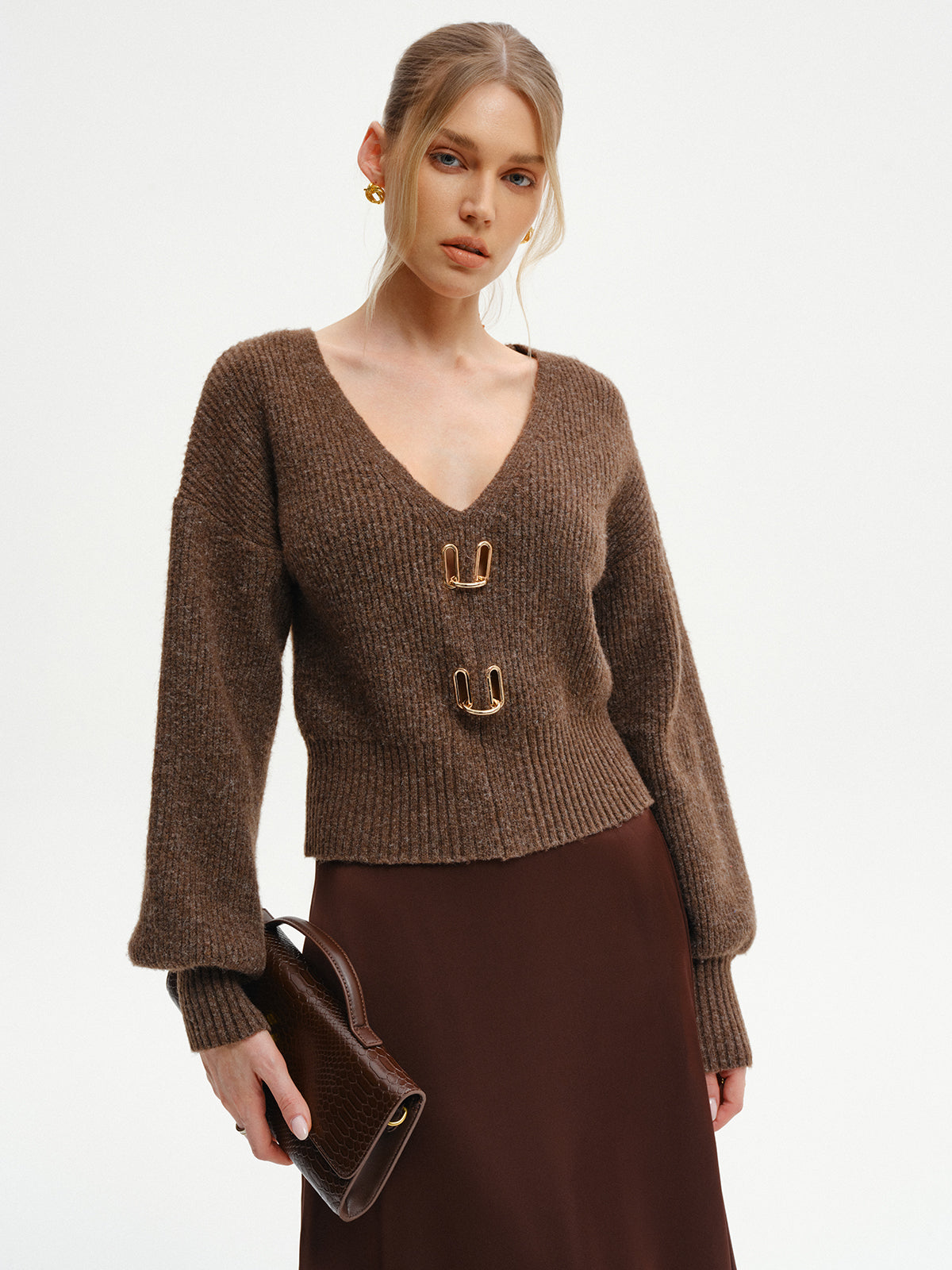 Wool-Blend V-Neck Sweater-Massicos