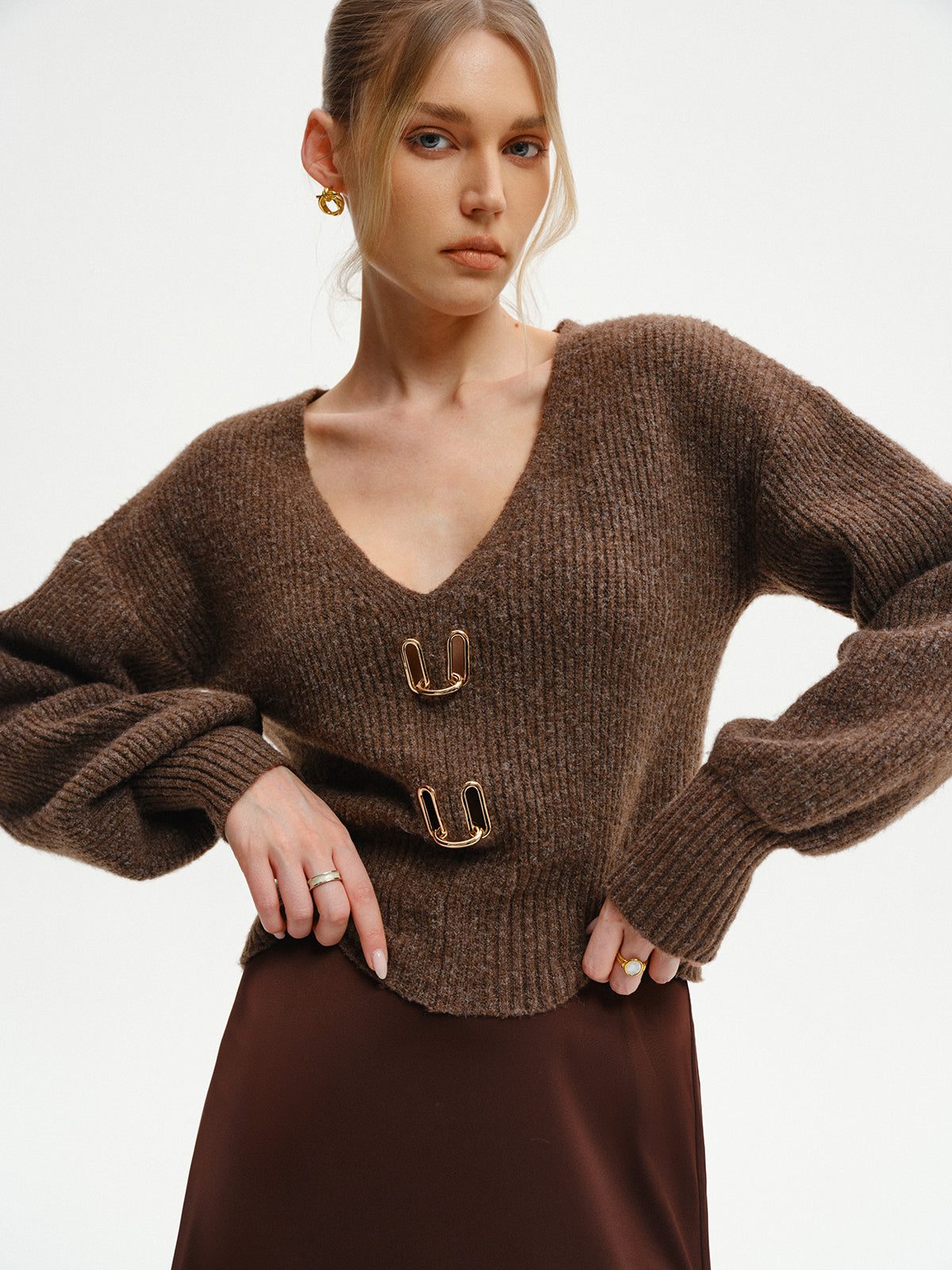 Wool-Blend V-Neck Sweater-Massicos