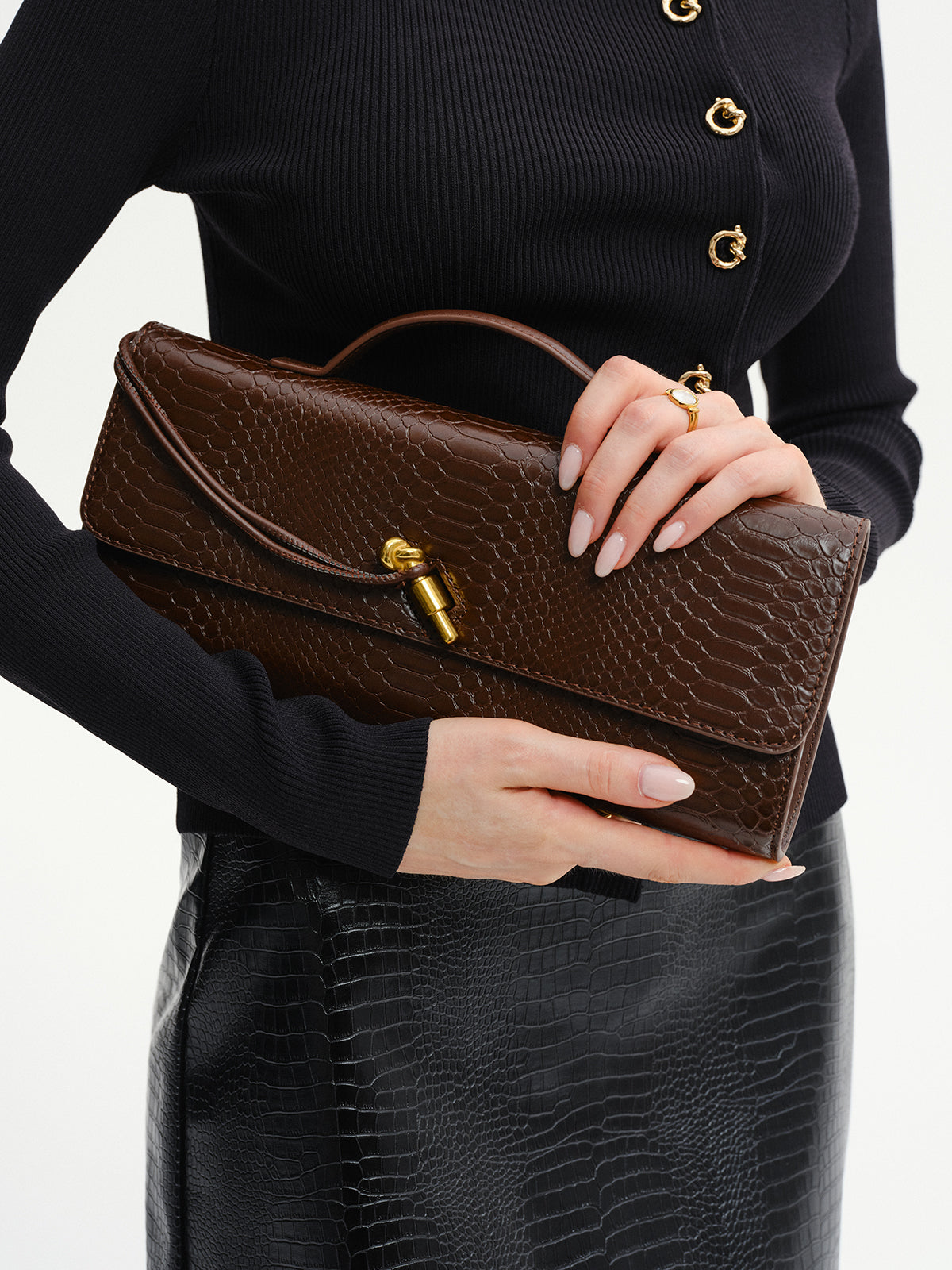 Crocodile Embossed PU Leather Bag-Massicos