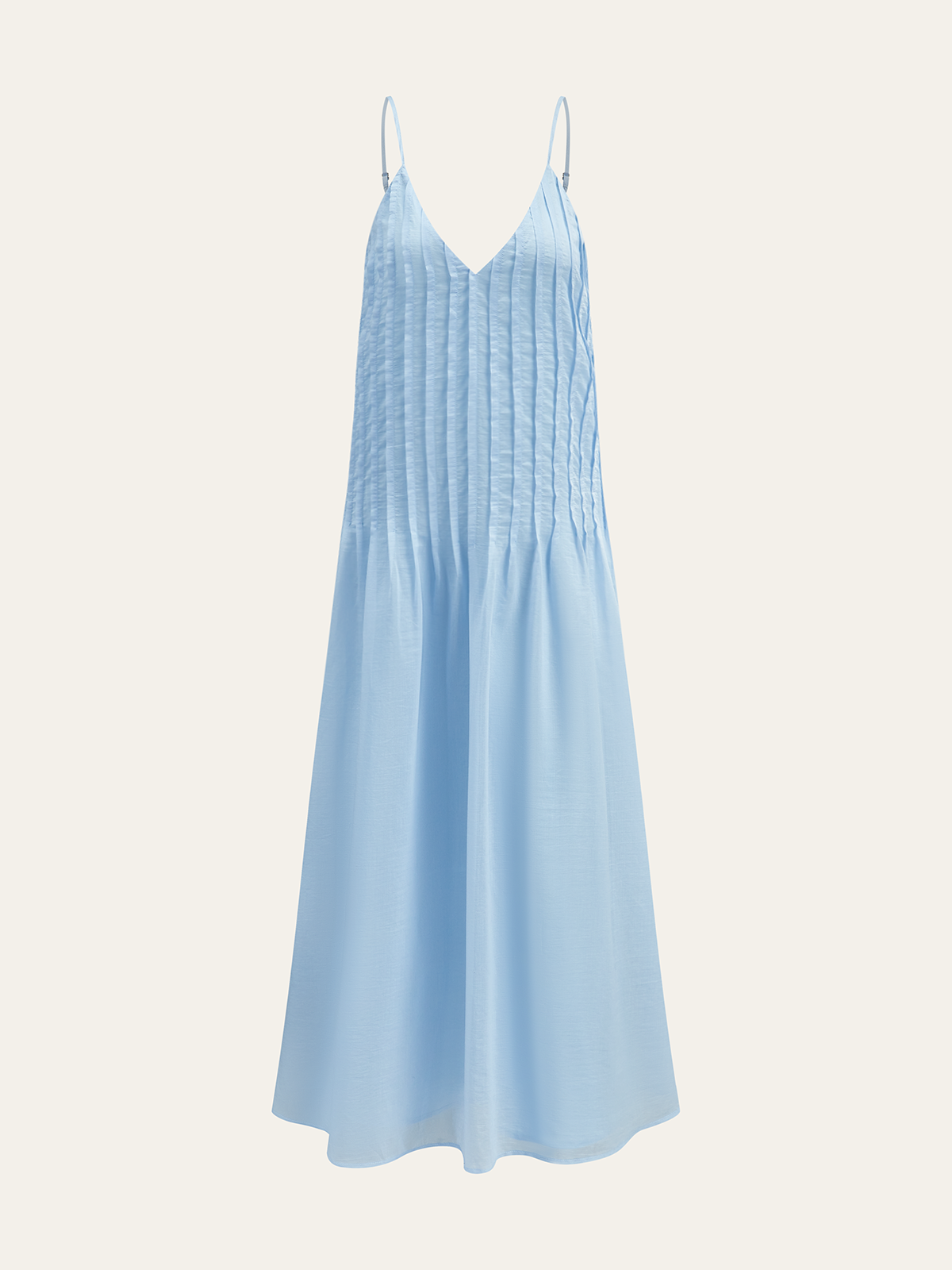 V-Neck Cami Pleated Maxi Dress-Massicos