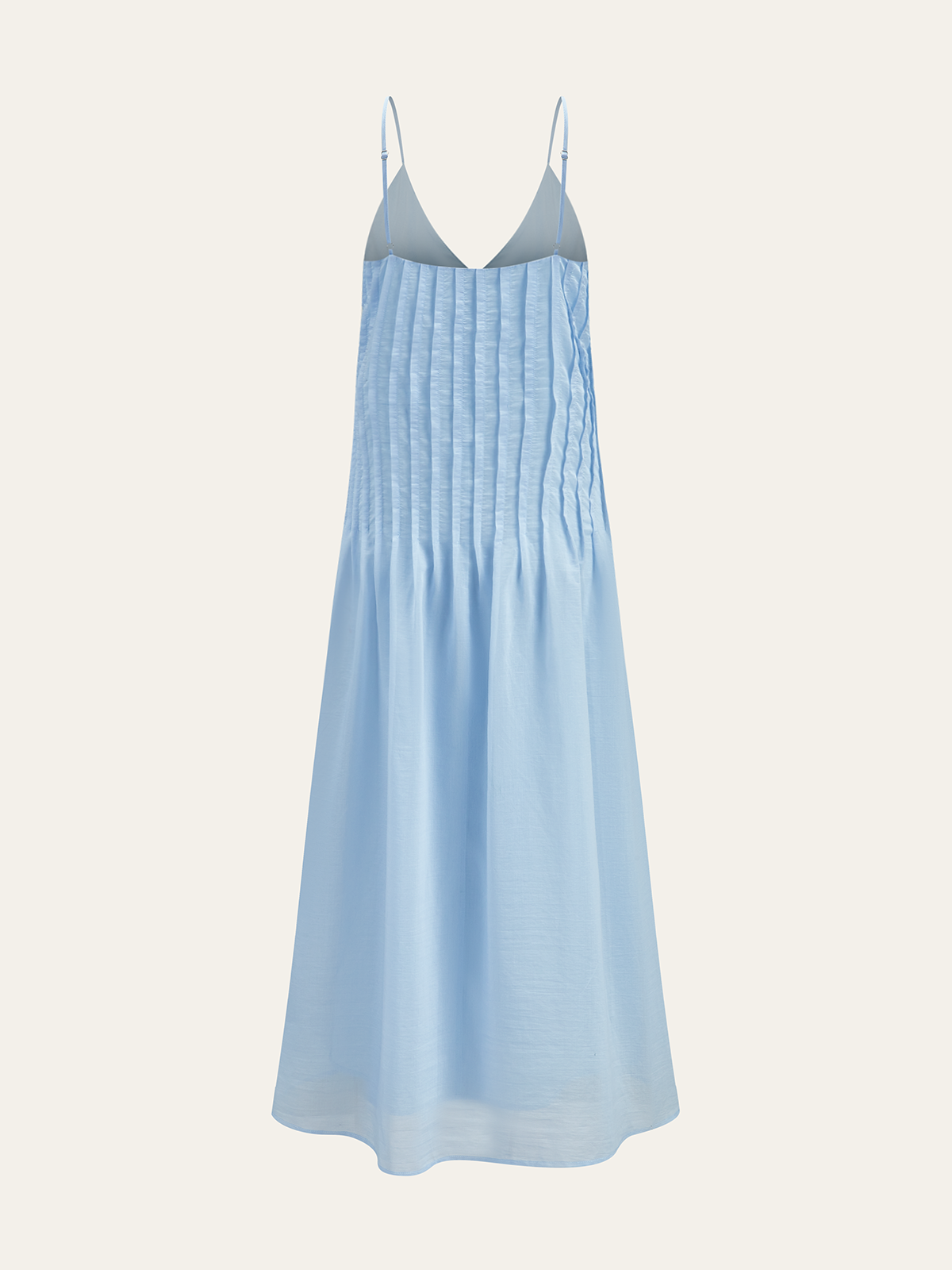 V-Neck Cami Pleated Maxi Dress-Massicos