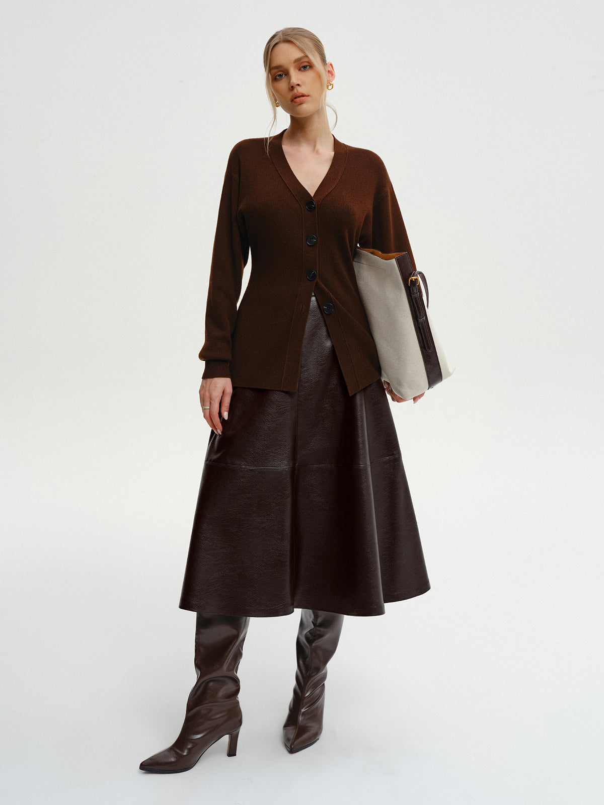 Wool-Blend V-Neck Button-Down Cardigan-Massicos