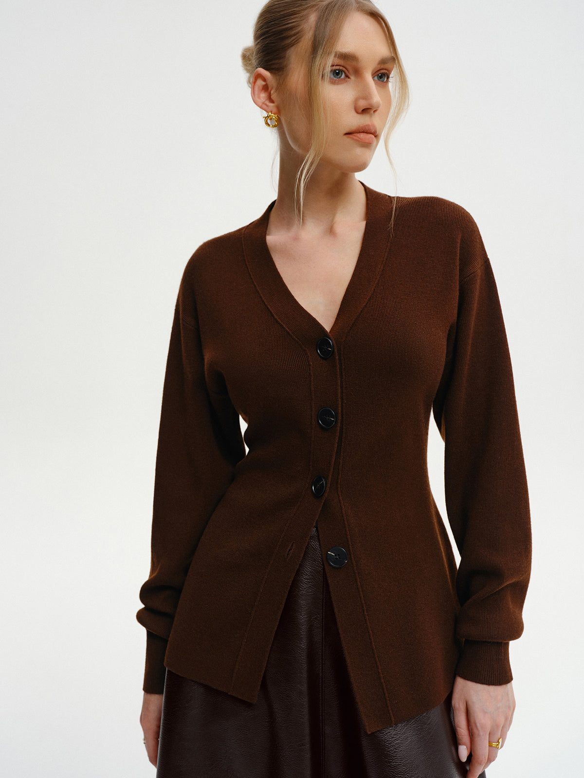 Wool-Blend V-Neck Button-Down Cardigan-Massicos