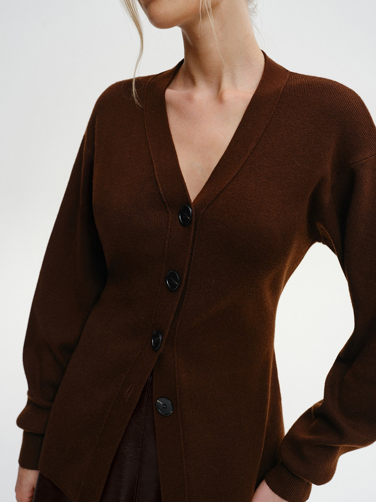 Wool-Blend V-Neck Button-Down Cardigan-Massicos
