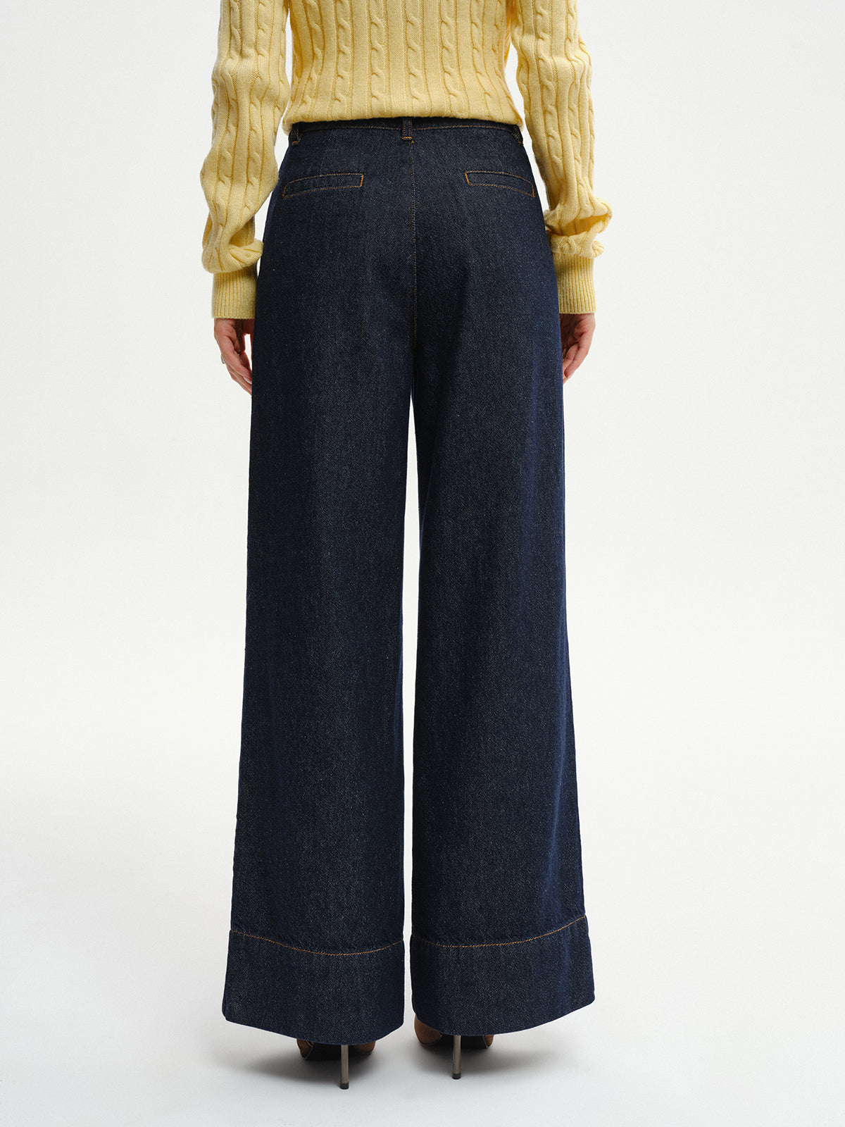 High-Waist Wide-Leg Denim Jeans-Massicos