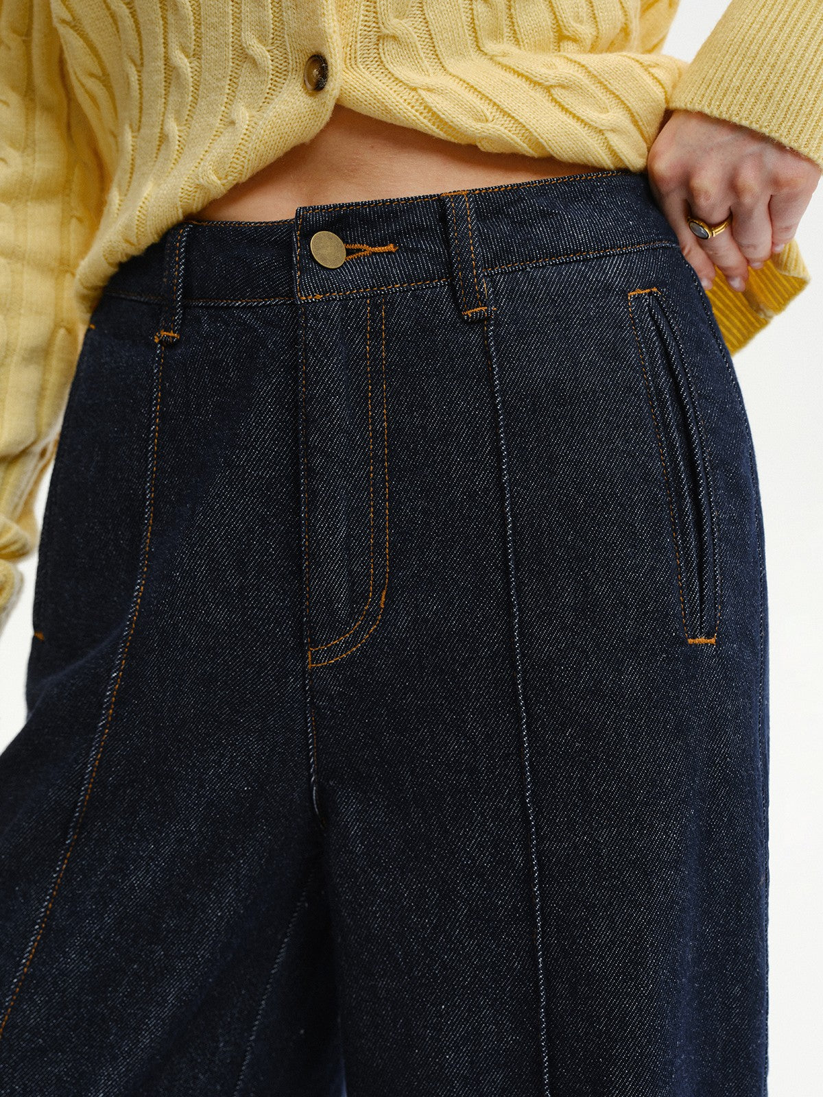 High-Waist Wide-Leg Denim Jeans-Massicos