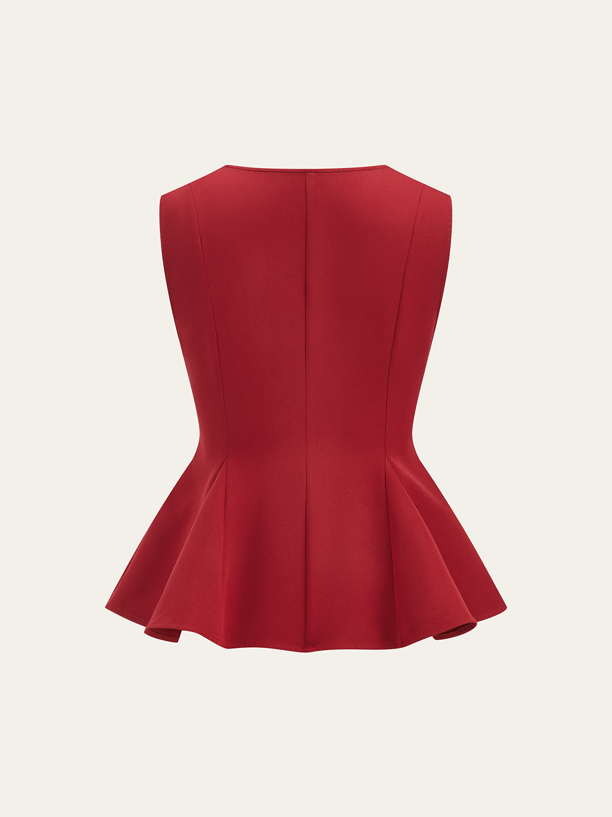 Sleeveless V-Neck Peplum Top-Massicos