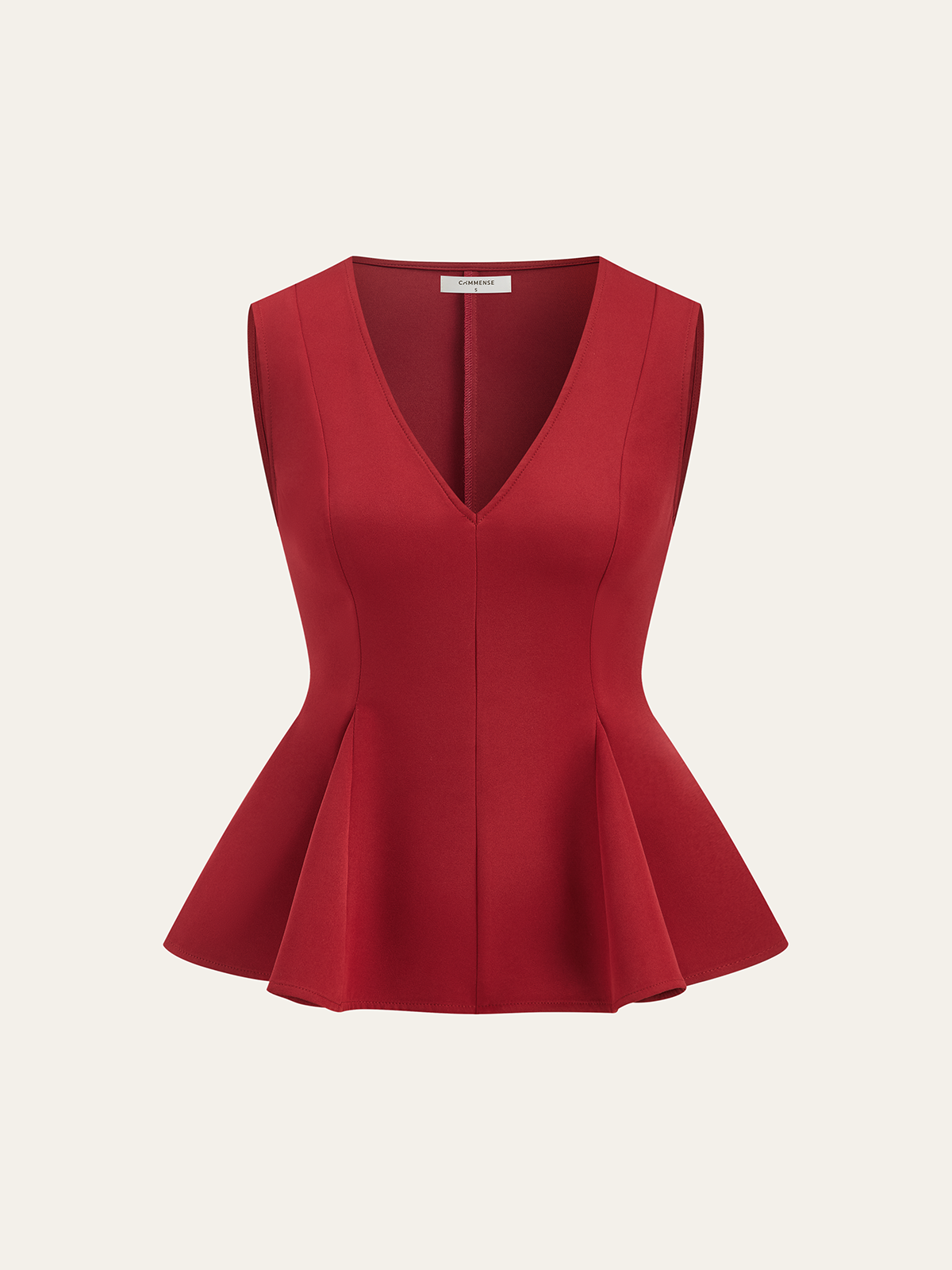 Sleeveless V-Neck Peplum Top-Massicos