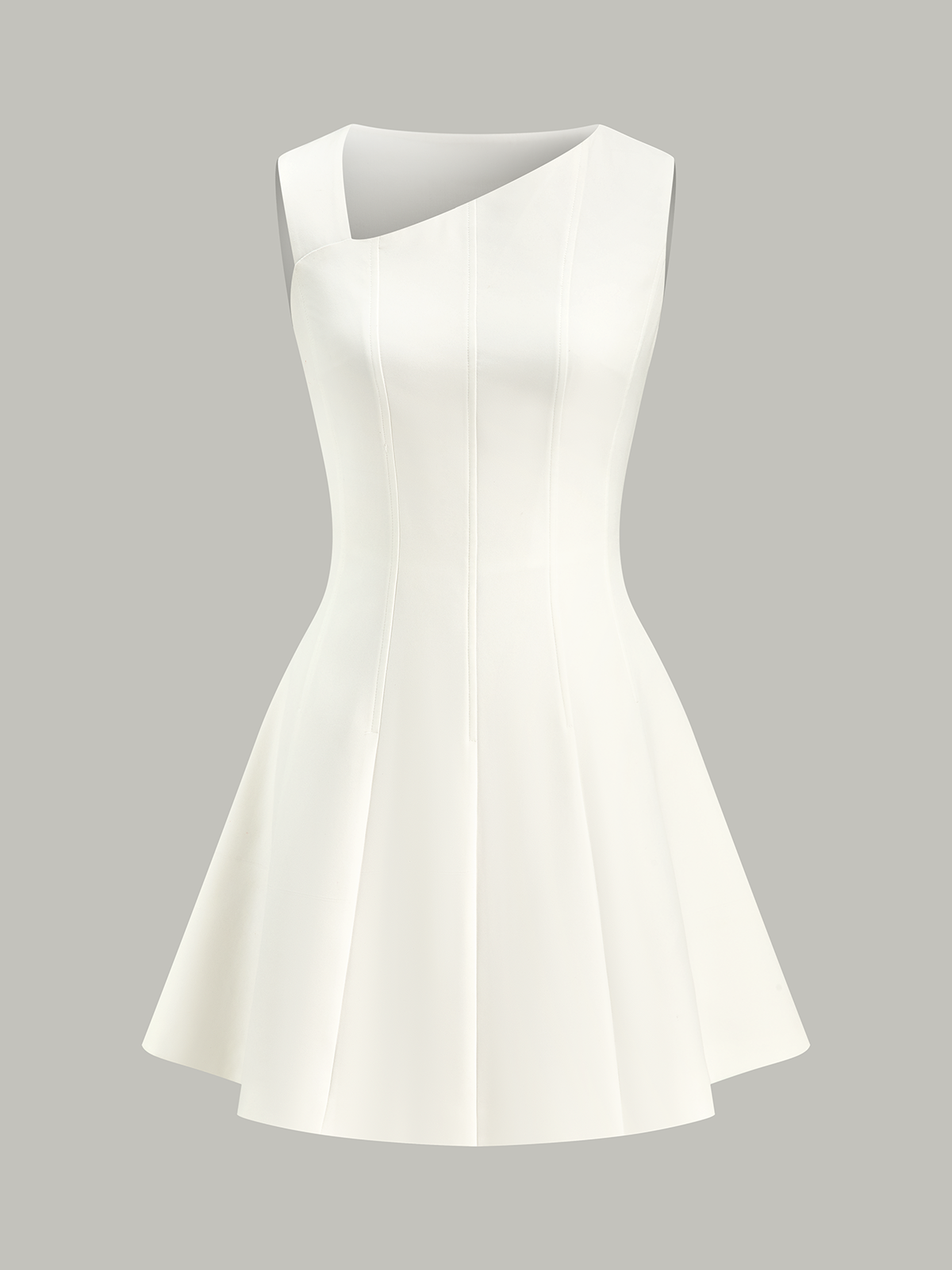 Asymmetric Neckline Flare Dress-Massicos