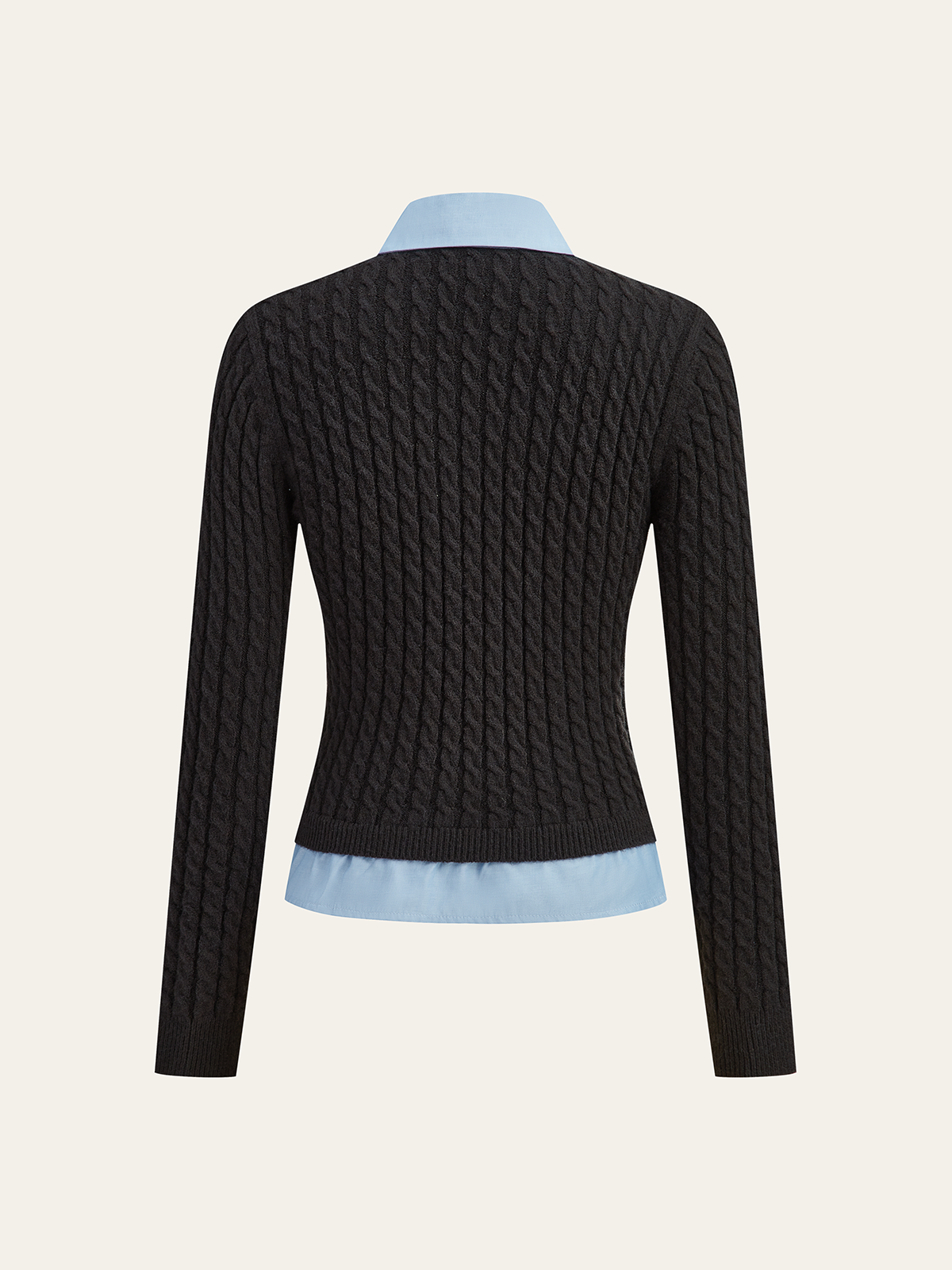 2 in1 Paneled Cable-Knit Cardigan-Massicos