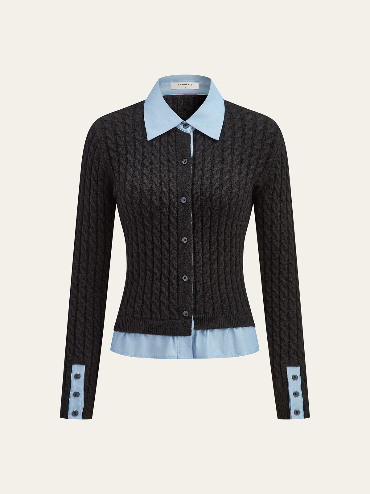 2 in1 Paneled Cable-Knit Cardigan-Massicos
