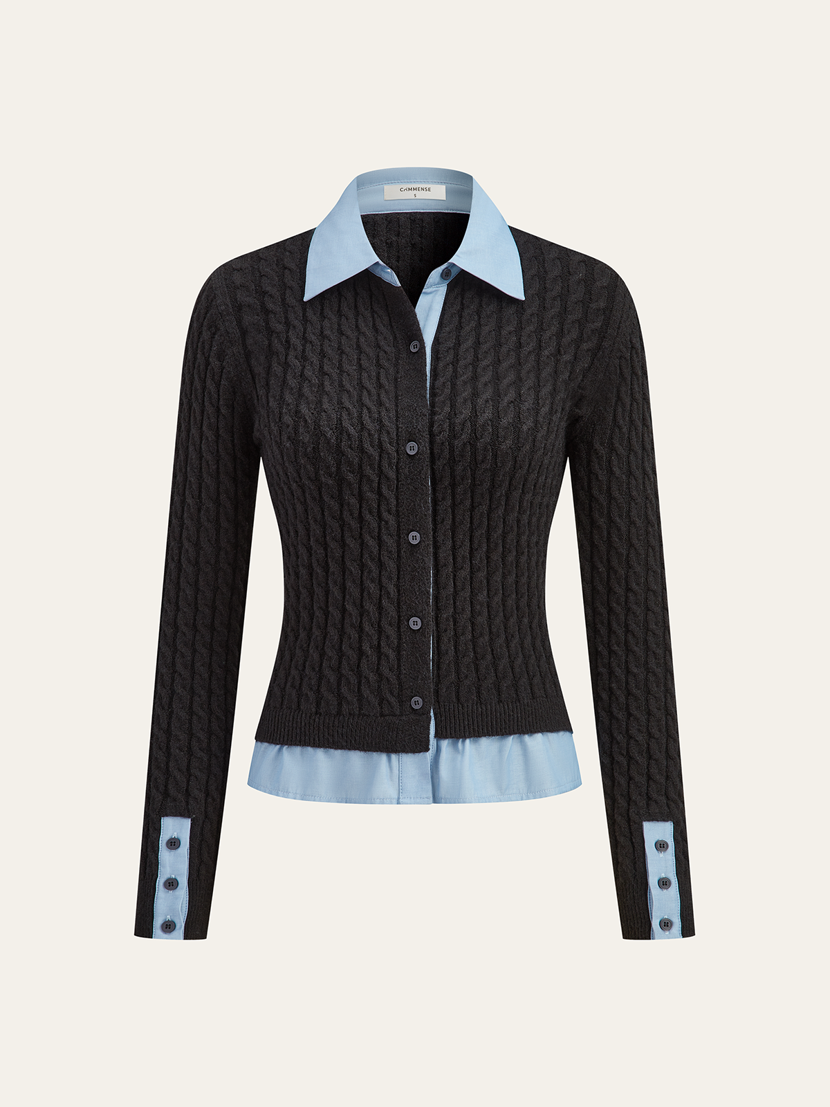 2 in1 Paneled Cable-Knit Cardigan-Massicos