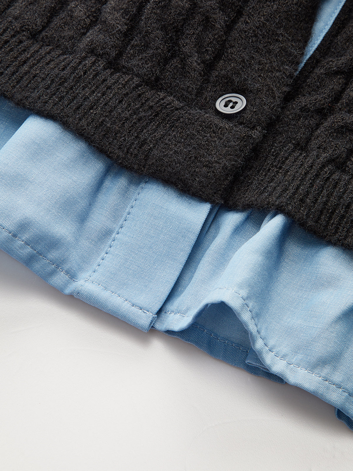 2 in1 Paneled Cable-Knit Cardigan-Massicos