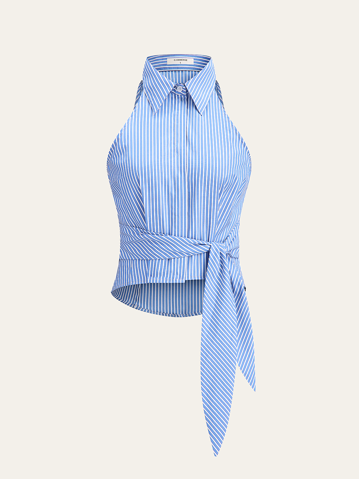 Striped Tie-Waist Crop Top-Massicos