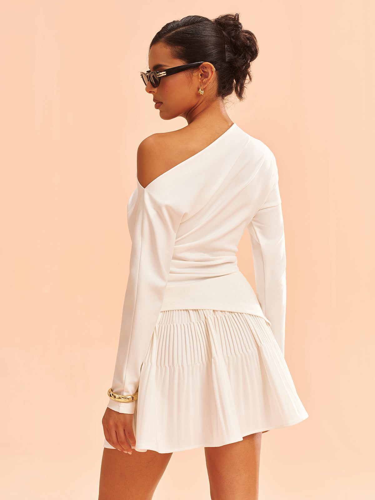 Asymmetric One-Shoulder Top and Ruffled Skirt Set-Massicos