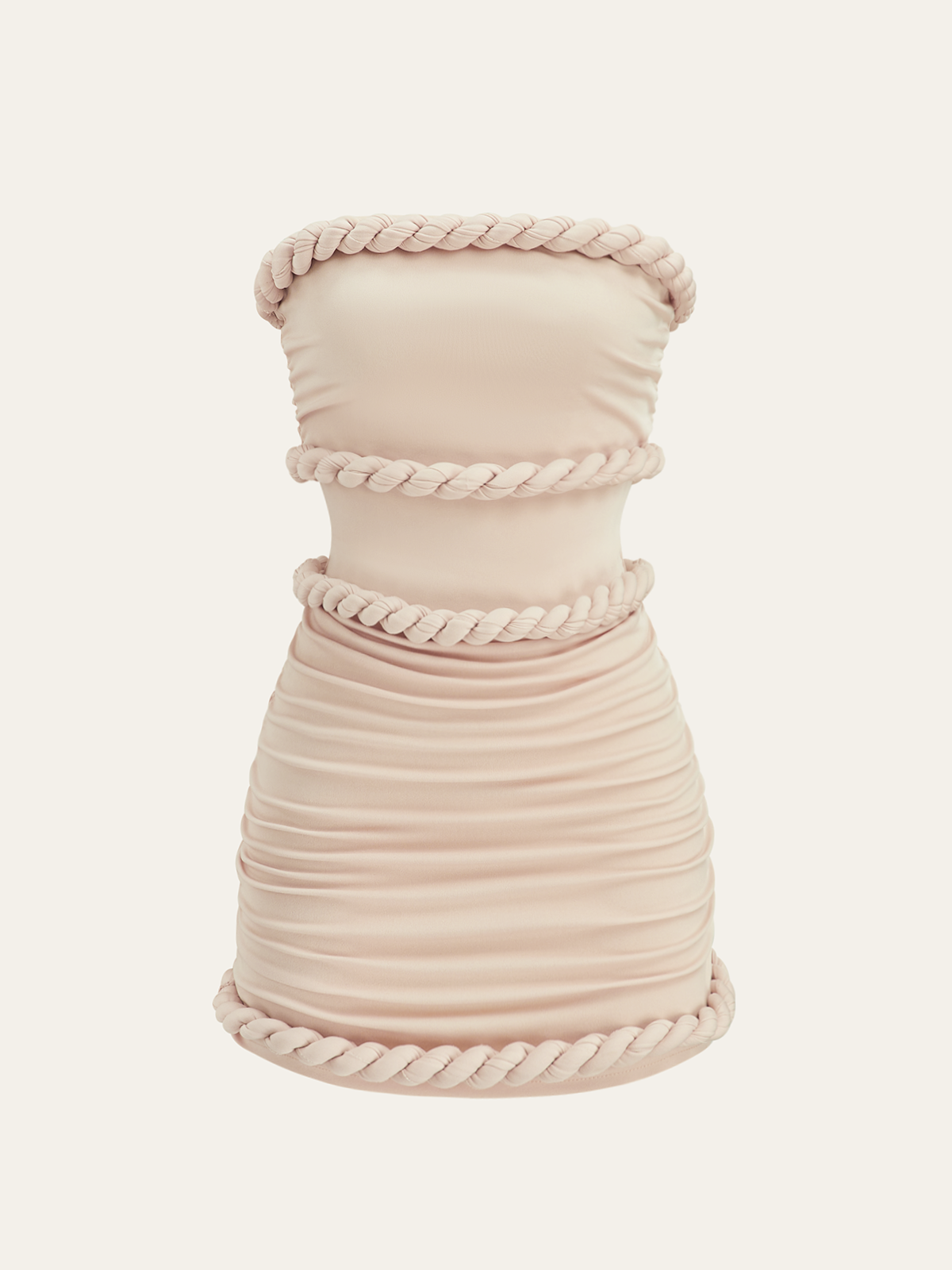 Braided Rope Trim Ruched Strapless Dress-Massicos