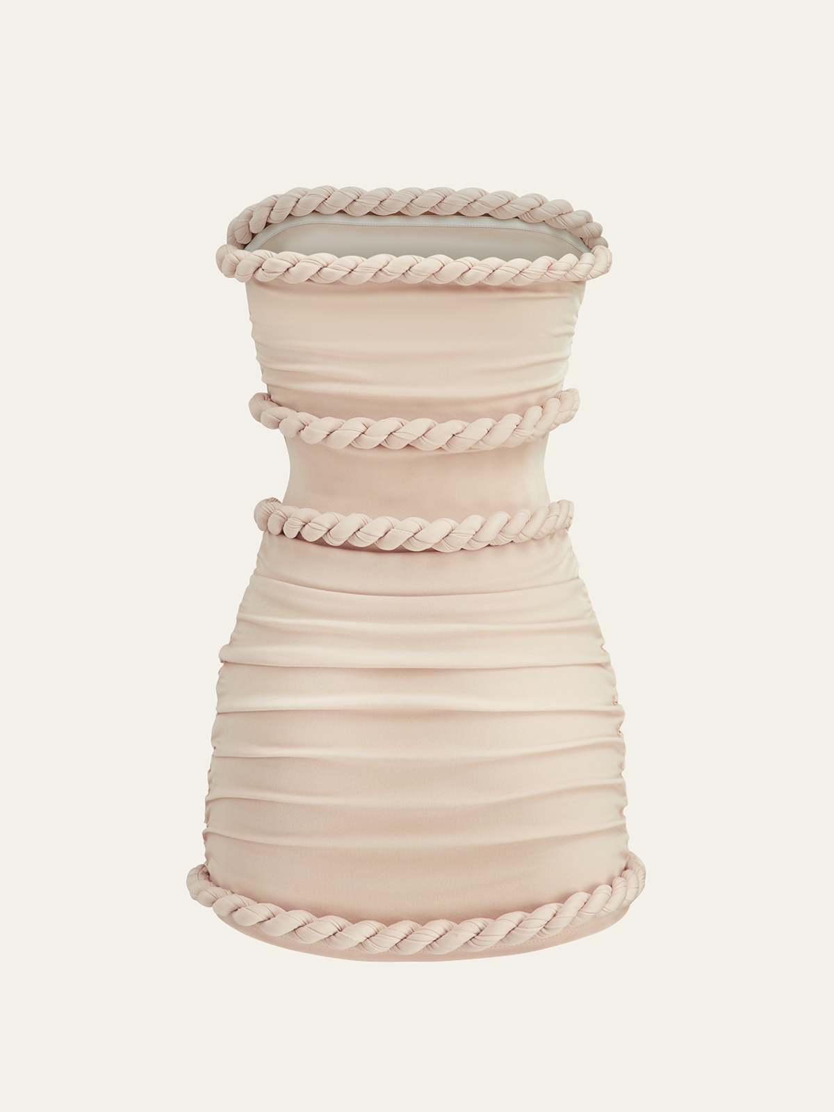 Braided Rope Trim Ruched Strapless Dress-Massicos