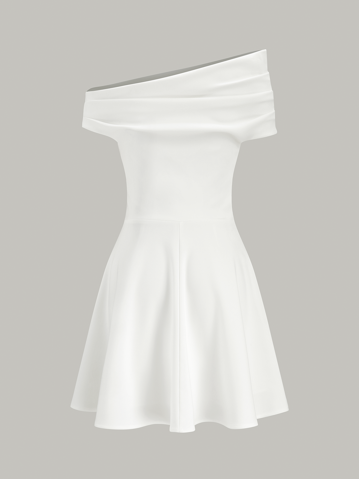 Off-Shoulder Ruched Flare Dress-Massicos