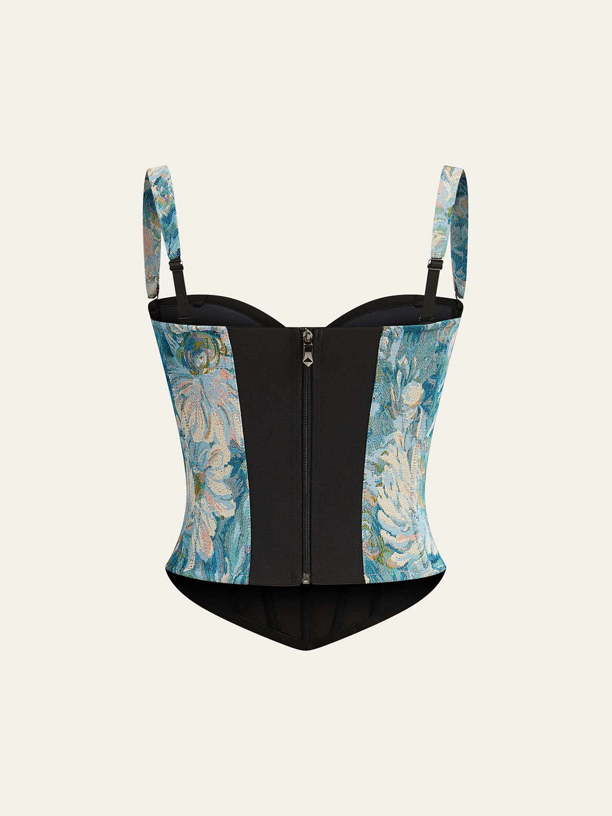 Floral Jacquard Corset Top-Massicos
