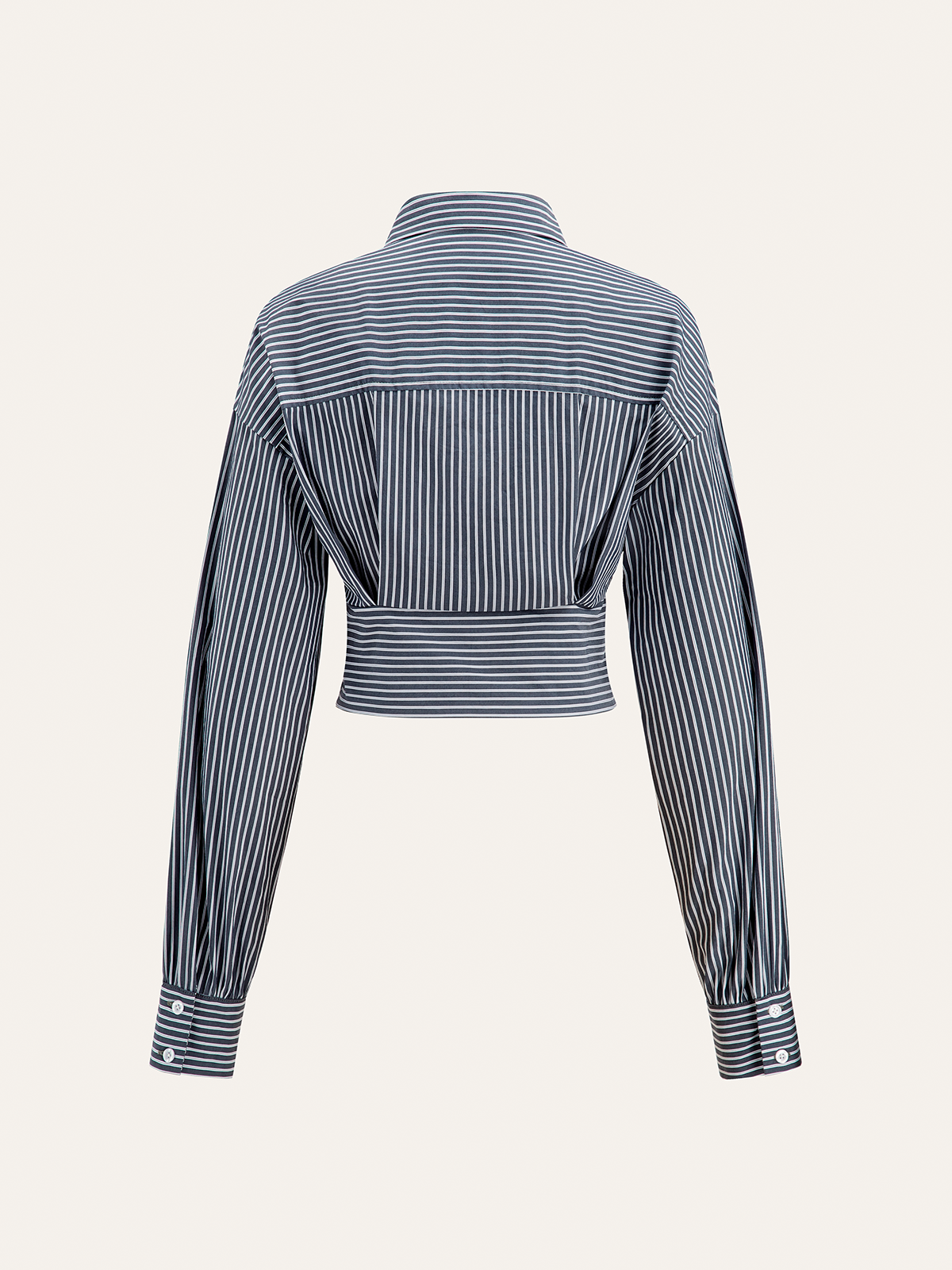 Striped Cinched Waist Cropped Shirt-Massicos