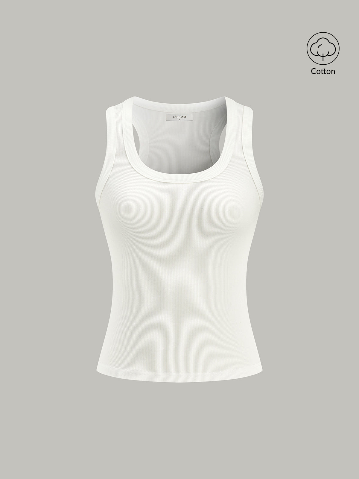 Ribbed Knit Crew Neck Tank Top-Massicos