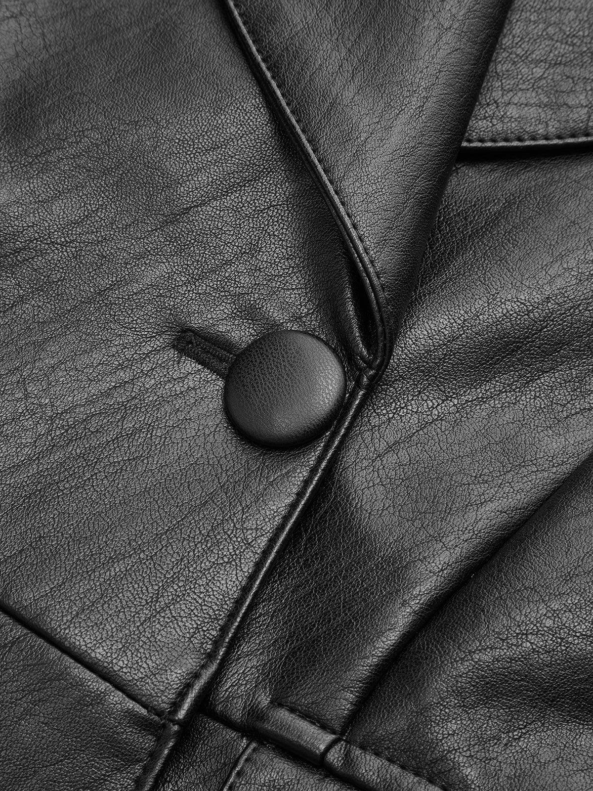 Single Button PU Leather Jacket-Massicos