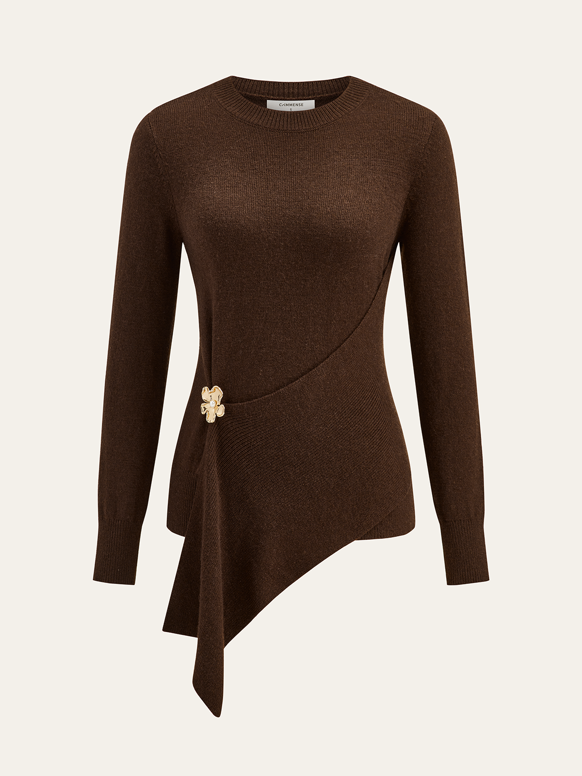 Metal Floral Wool Blend Asymmetric Sweater-Massicos