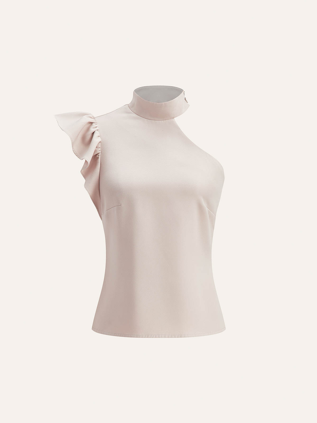 One-Shoulder Ruffled Top and Double-Button Pants Set-Massicos