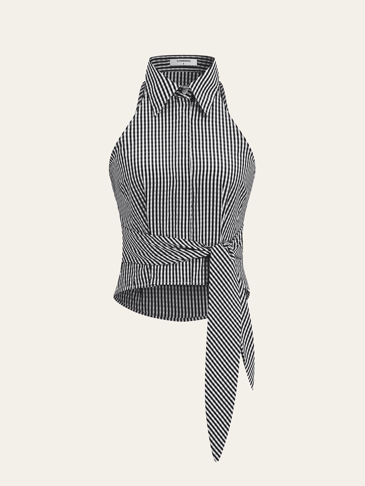 Striped Tie-Waist Crop Top-Massicos