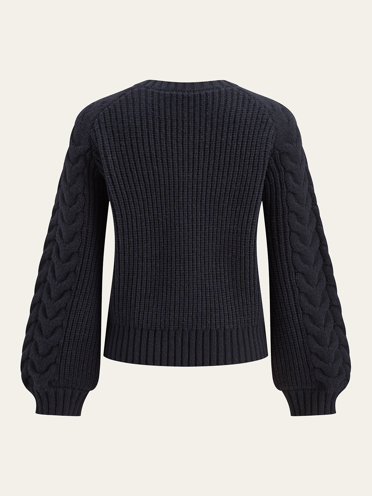 Cable Knit Balloon Sleeve Cardigan-Massicos