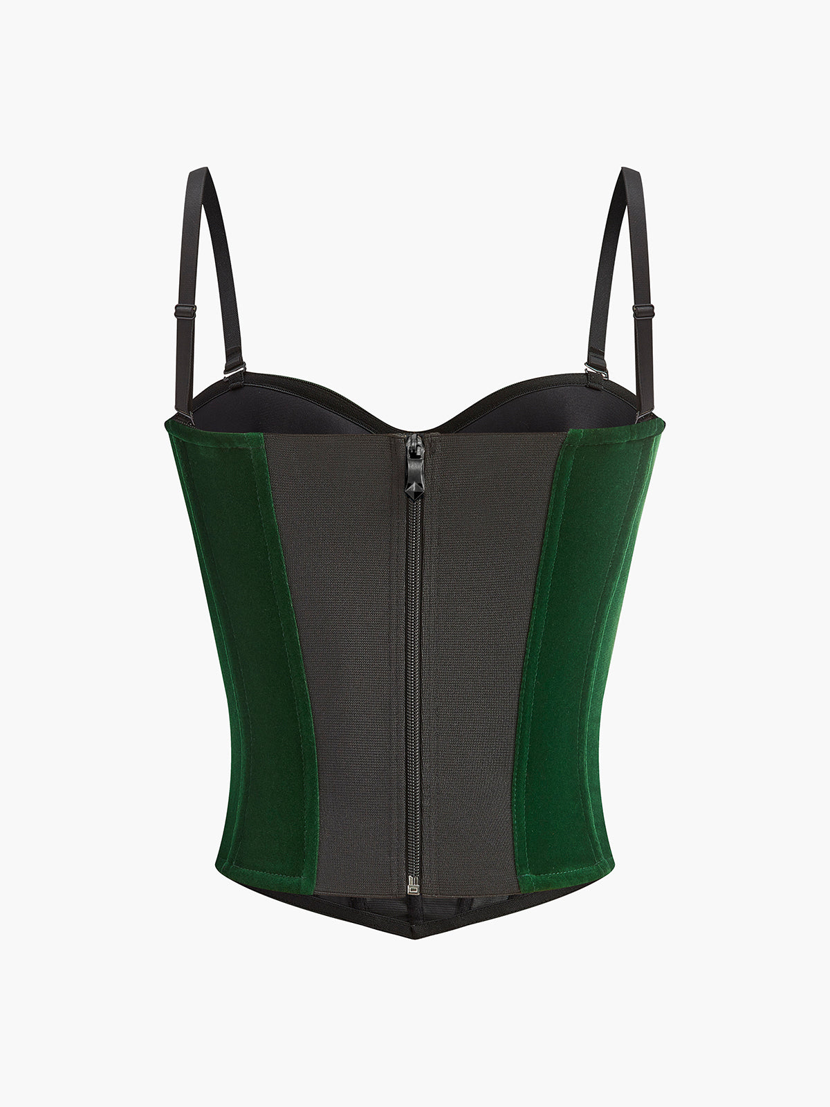 Velvet Piping Zipper Corset-Massicos