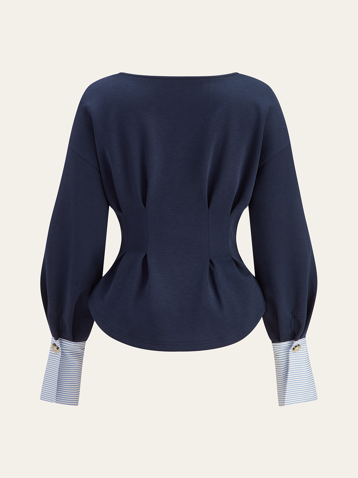 Round Neck Balloon Sleeve Peplum Sweatshirt-Massicos