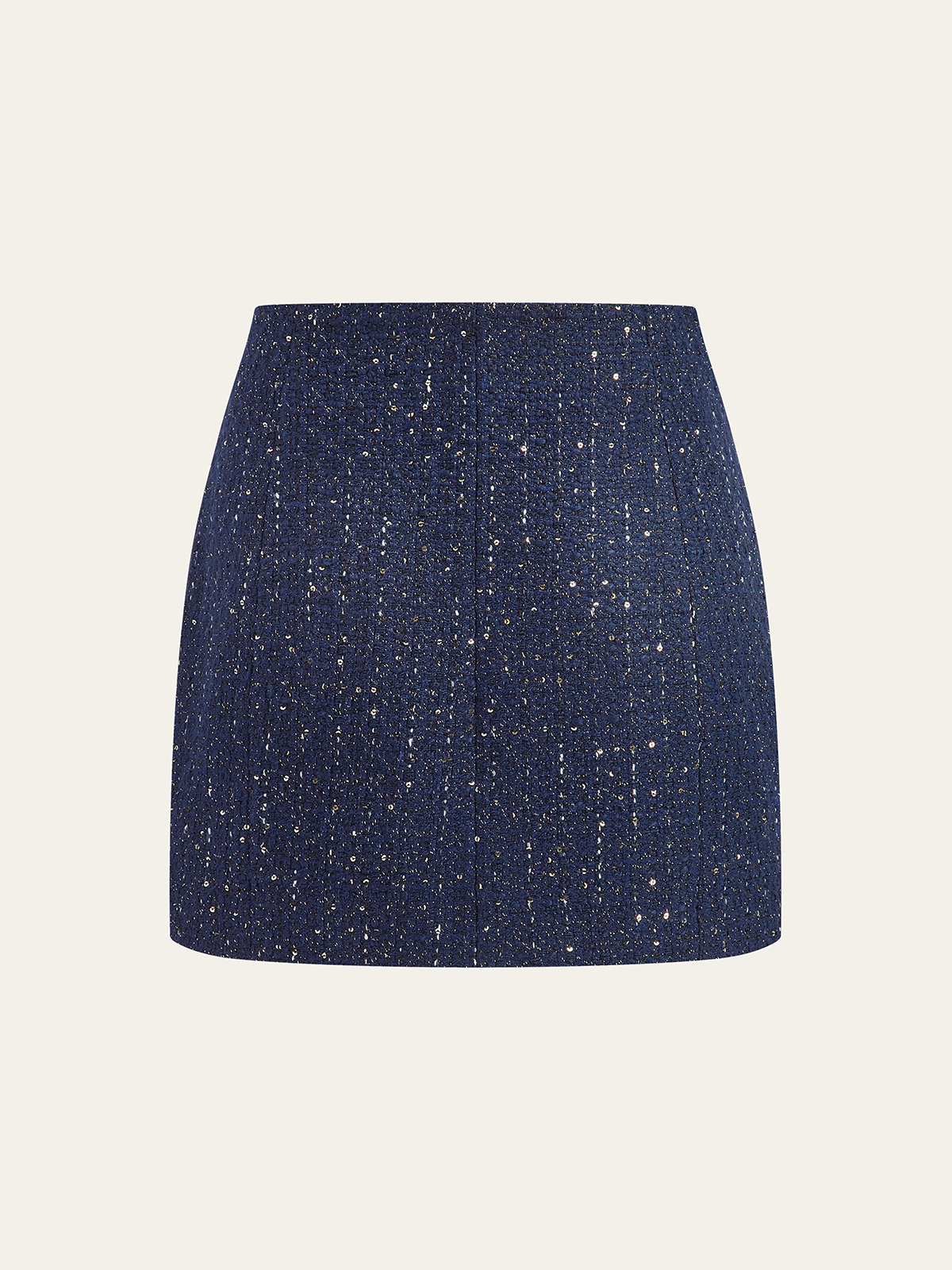 Sequin Tweed Mini Skirt with Decor Pocket-Massicos