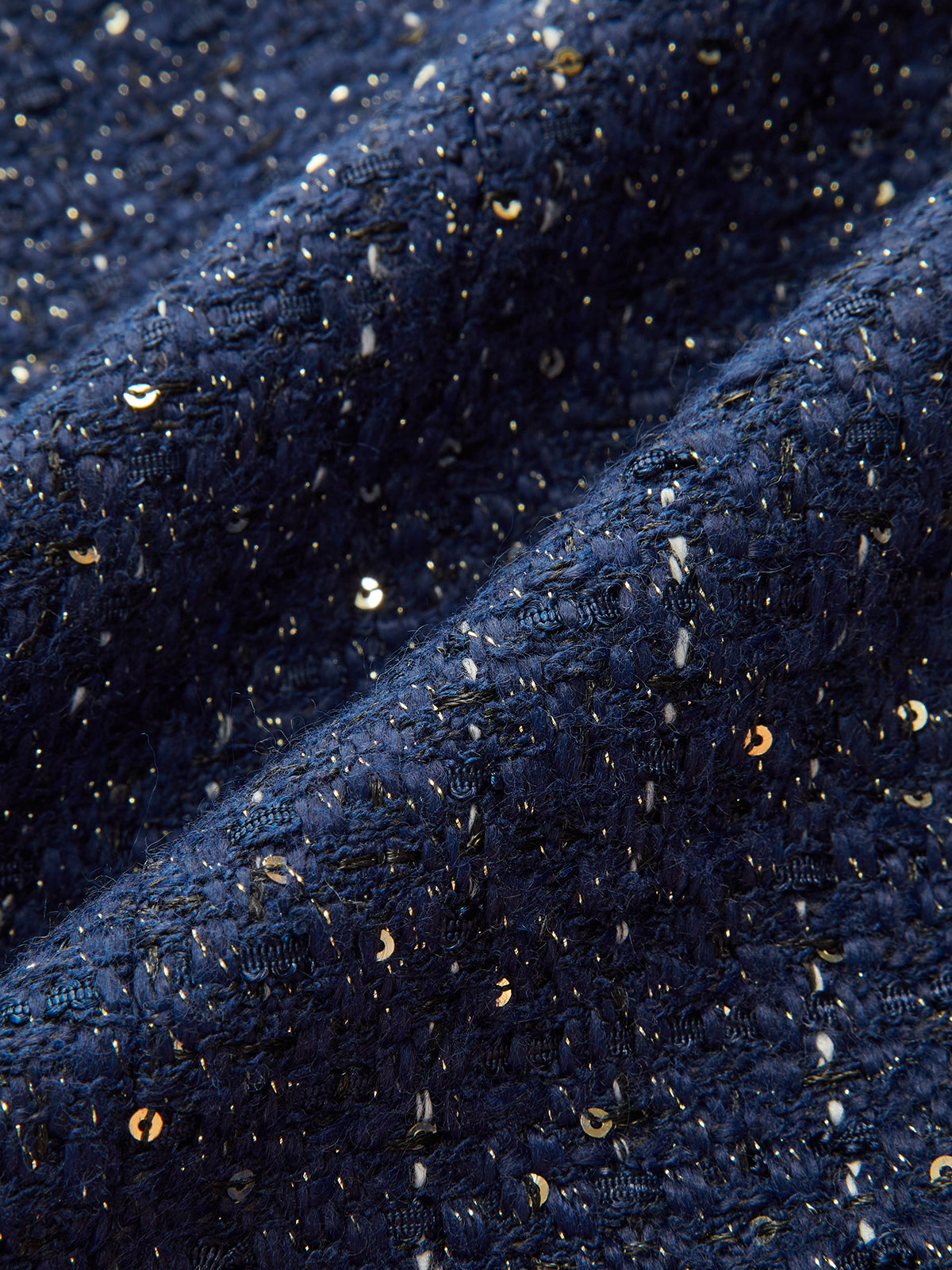 Sequin Tweed Mini Skirt with Decor Pocket-Massicos