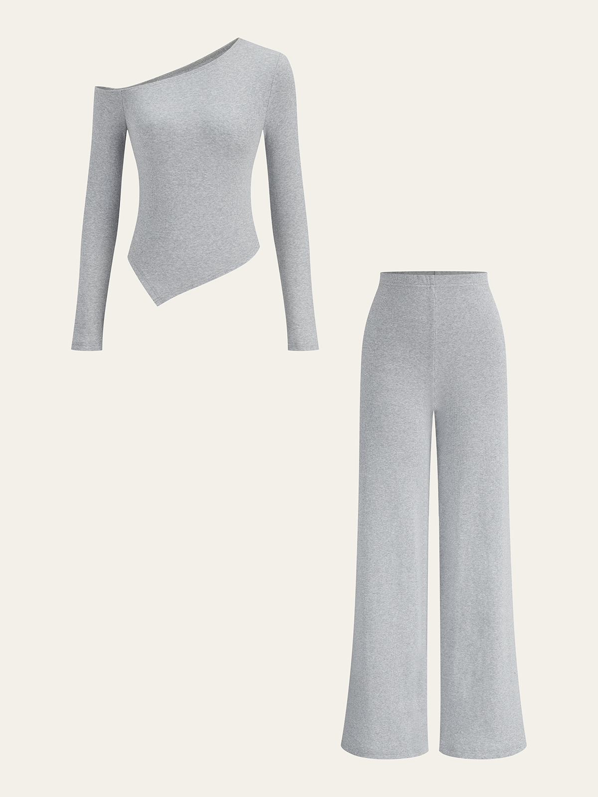 One-Shoulder Long Sleeve Top and Pants Set-Massicos