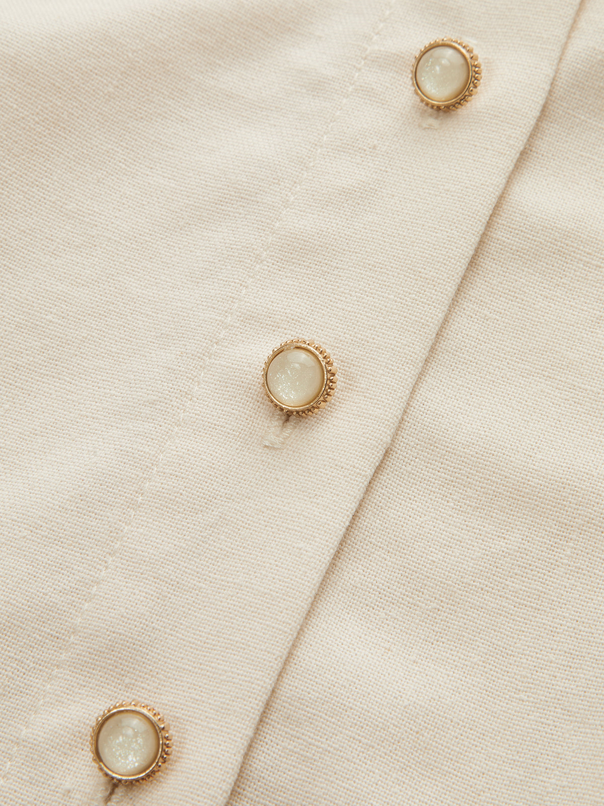 Stand Collar Button Lace Waist Dress-Massicos