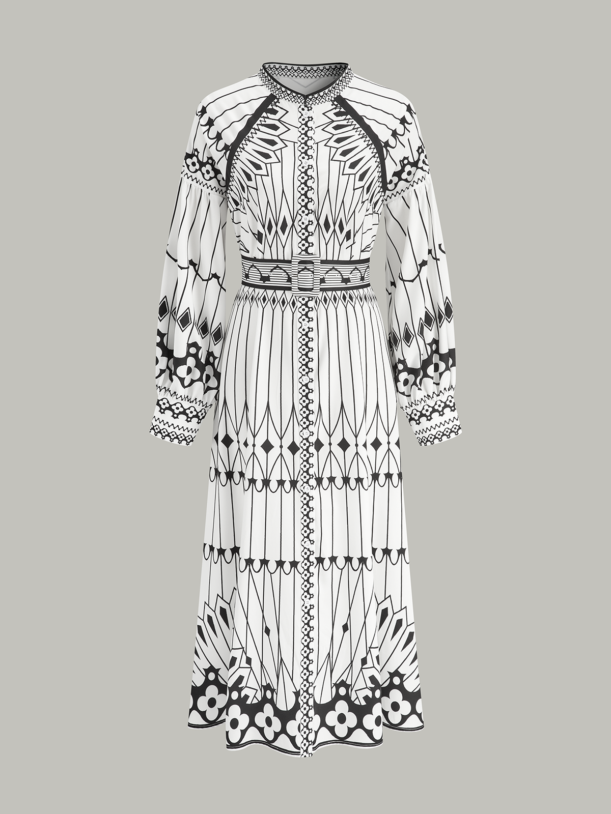 Boheme Stand Collar Split Dress-Massicos