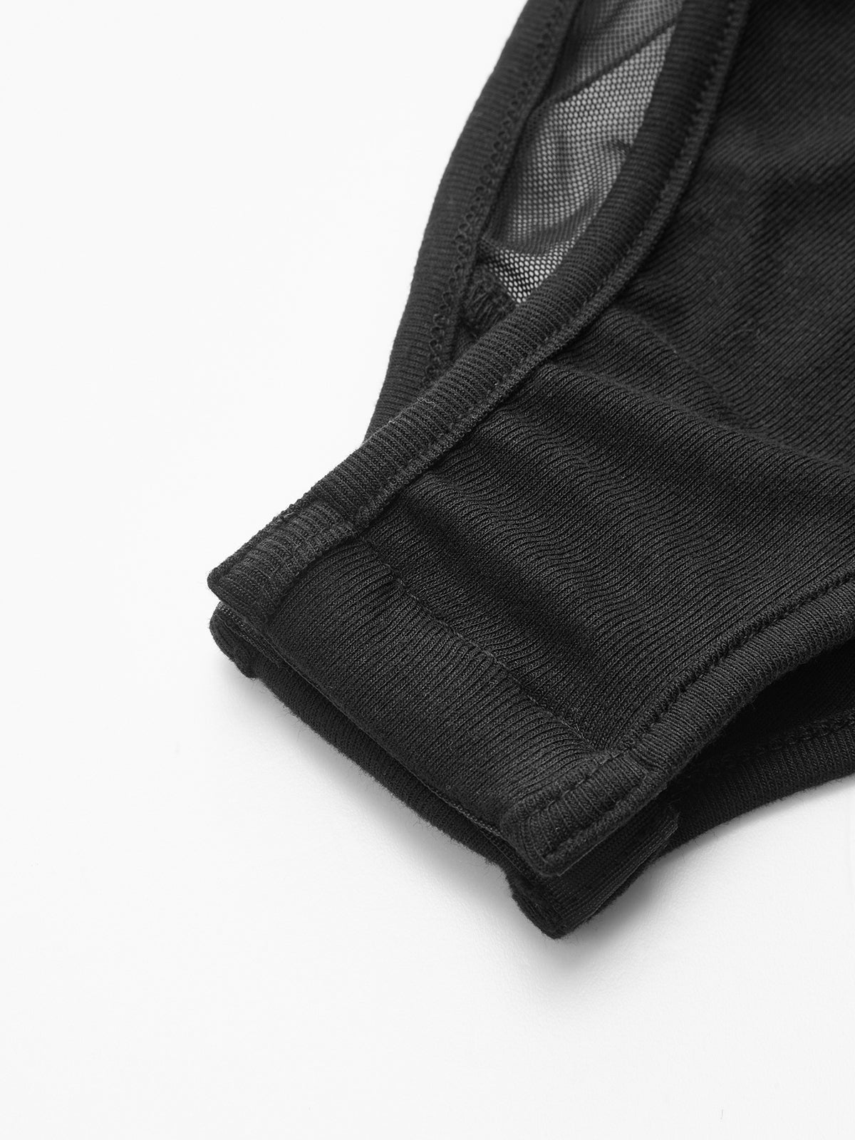 Sheer Mesh Panel Long Sleeve Bodysuit-Massicos