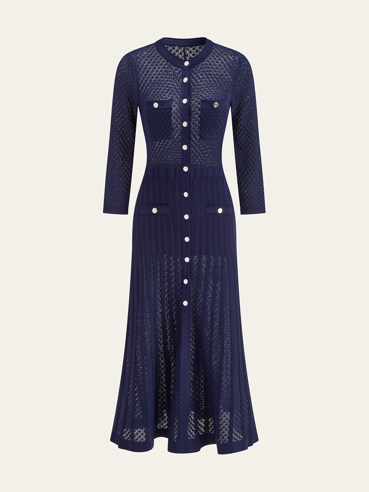 Button-Front Sheer-Knit Maxi Dress-Massicos