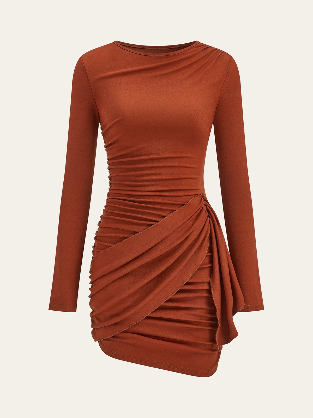 Ruched Long Sleeve Bodycon Dress-Massicos