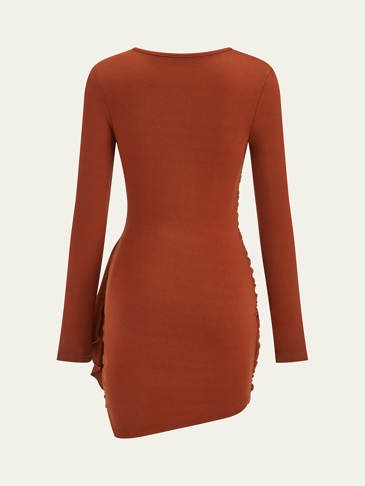 Ruched Long Sleeve Bodycon Dress-Massicos